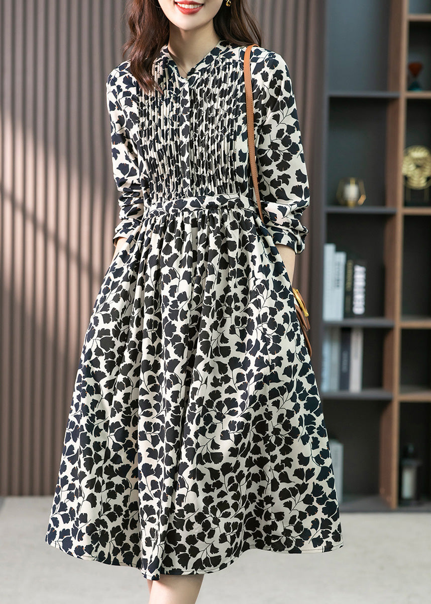 Elegant O-Neck Print Drawstring Long Dress Summer LY1750 - fabuloryshop