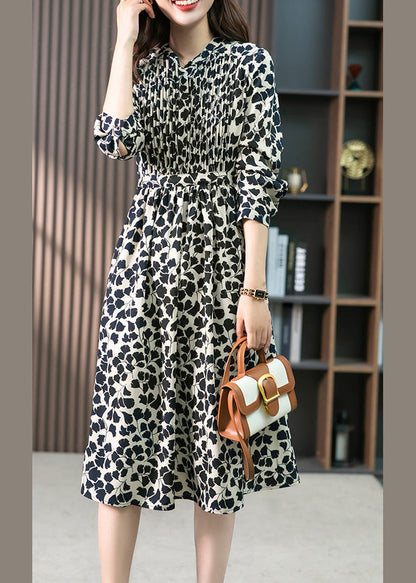 Elegant O-Neck Print Drawstring Long Dress Summer LY1750 - fabuloryshop