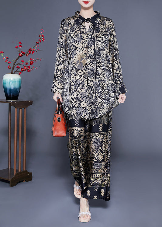 Elegant Oversized Low High Design Print Silk Two Pieces Set Spring LC0410 - fabuloryshop