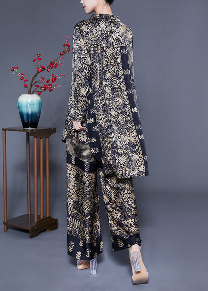 Elegant Oversized Low High Design Print Silk Two Pieces Set Spring LC0410 - fabuloryshop