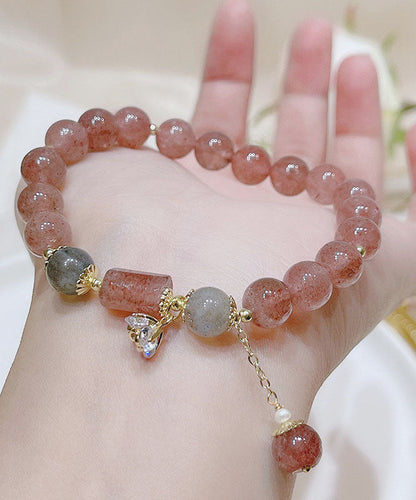 Elegant Pink Crystal Beading Charm Bracelet Ada Fashion