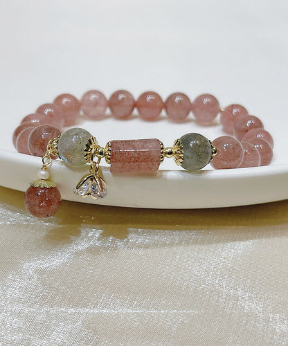 Elegant Pink Crystal Beading Charm Bracelet Ada Fashion