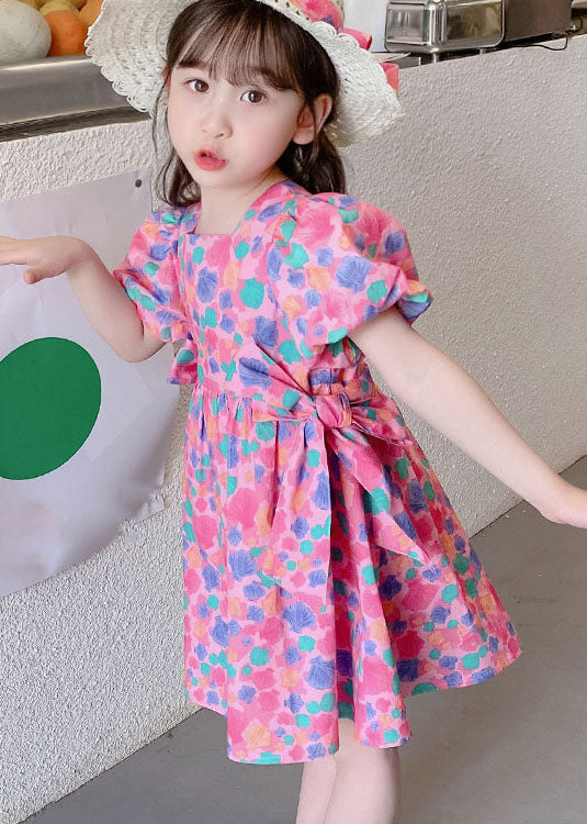 Elegant Rose Print Off The Back Patchwork Cotton Baby Girls Dress Summer LY5510 - fabuloryshop