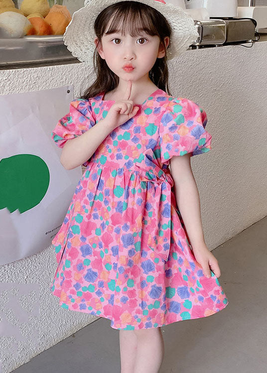 Elegant Rose Print Off The Back Patchwork Cotton Baby Girls Dress Summer LY5510 - fabuloryshop