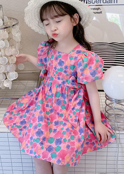 Elegant Rose Print Off The Back Patchwork Cotton Baby Girls Dress Summer LY5510 - fabuloryshop