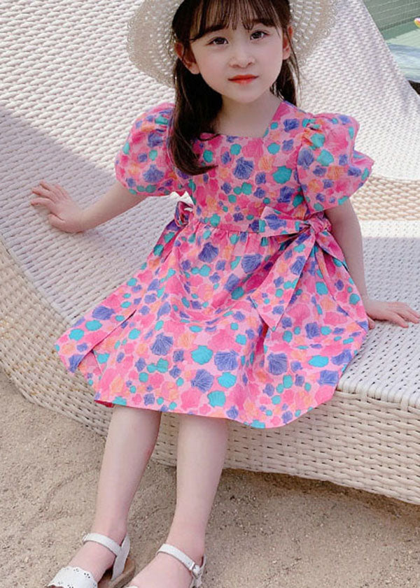 Elegant Rose Print Off The Back Patchwork Cotton Baby Girls Dress Summer LY5510 - fabuloryshop