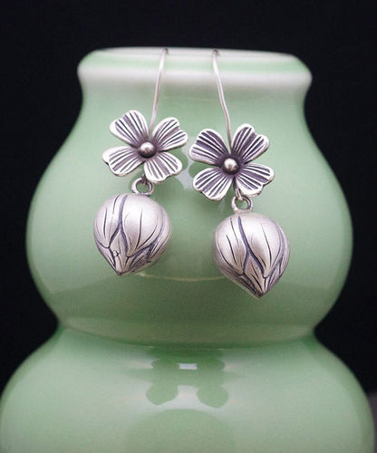 Elegant Silk Sterling Silver Lotus Drop Earrings LY2031 - fabuloryshop