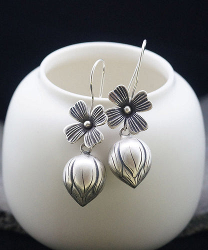 Elegant Silk Sterling Silver Lotus Drop Earrings LY2031 - fabuloryshop