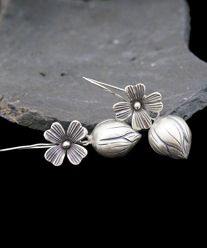 Elegant Silk Sterling Silver Lotus Drop Earrings LY2031 - fabuloryshop