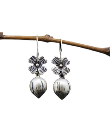 Elegant Silk Sterling Silver Lotus Drop Earrings LY2031 - fabuloryshop