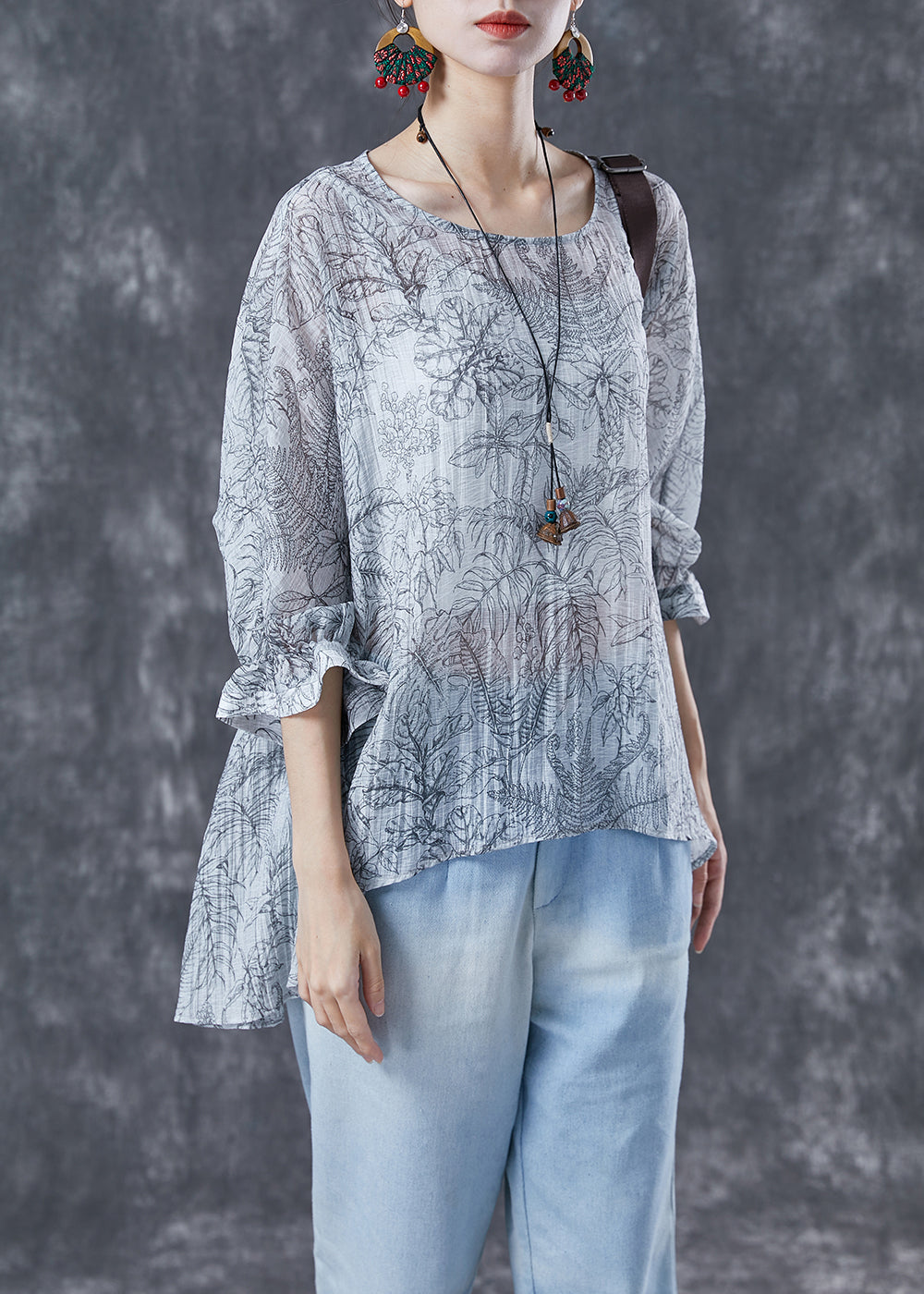 Elegant White Oversized Print Low High Design Cotton Tanks Batwing Sleeve LY4042 - fabuloryshop