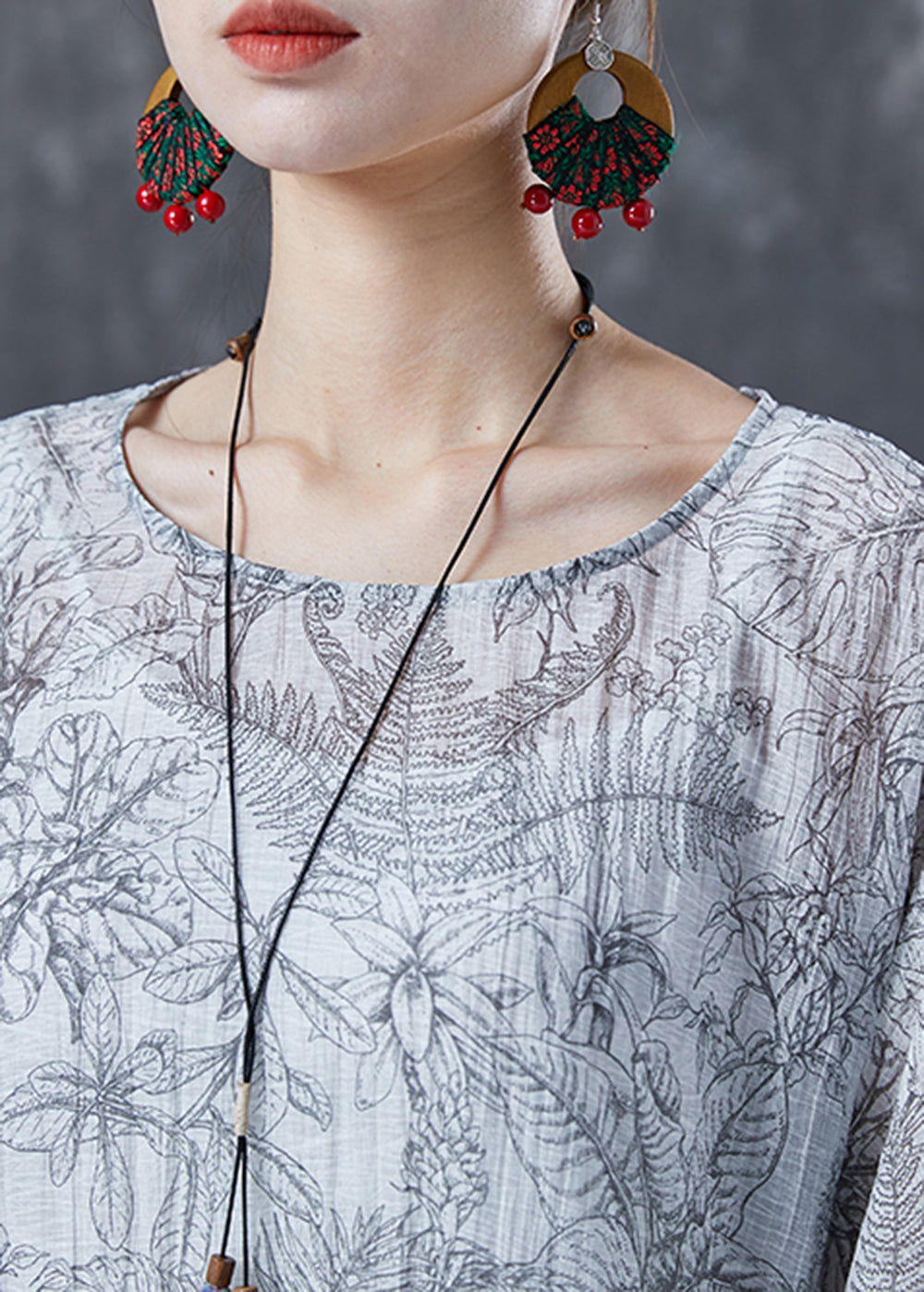 Elegant White Oversized Print Low High Design Cotton Tanks Batwing Sleeve LY4042 - fabuloryshop