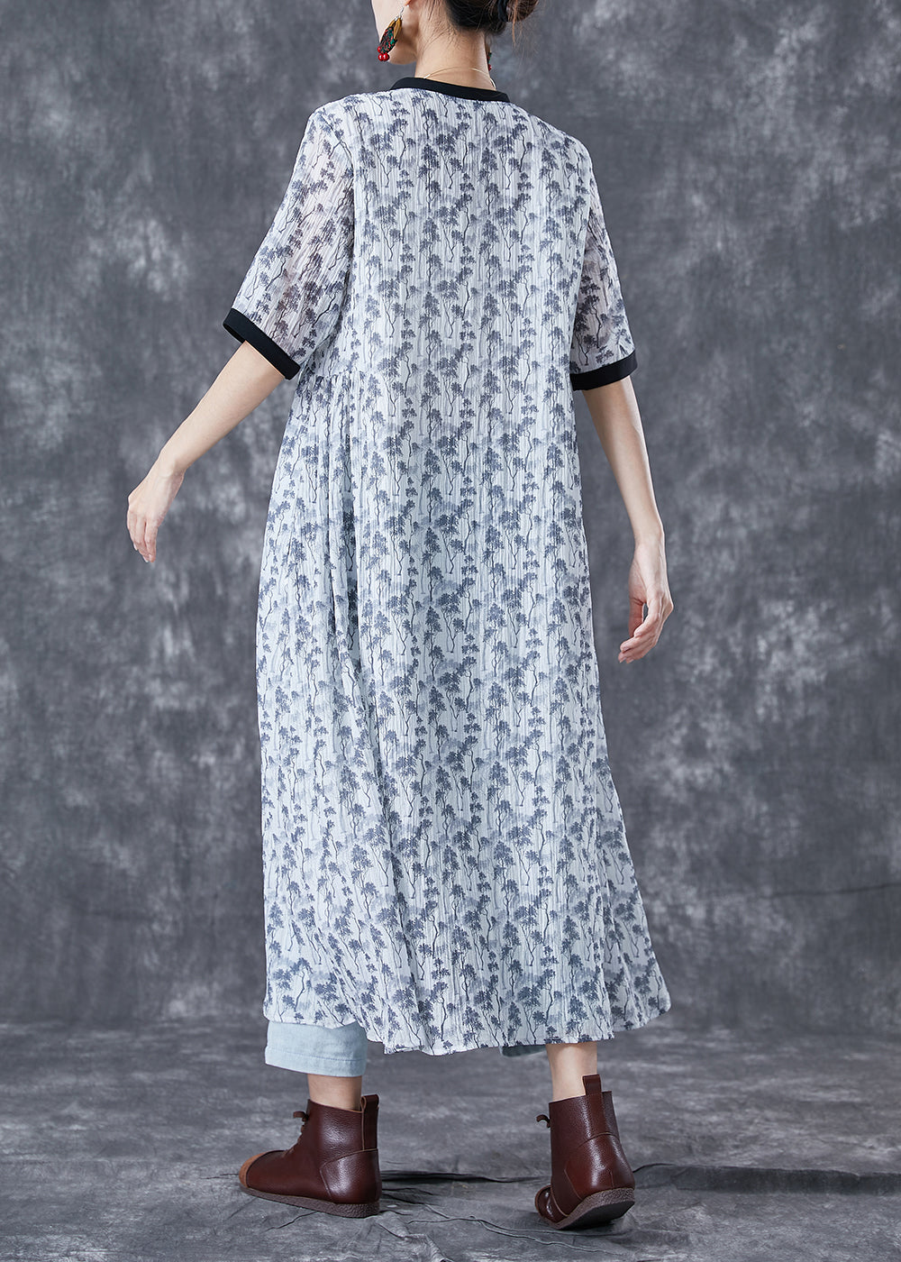 Elegant White Print Patchwork Pockets Cotton Long Dresses Summer TA1025 - fabuloryshop