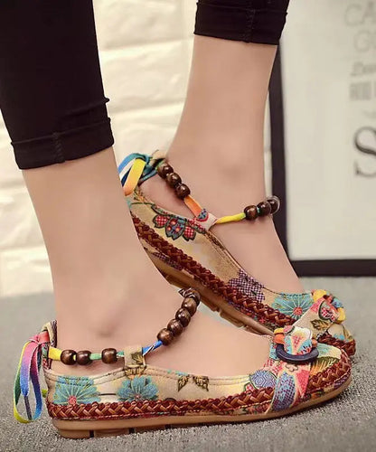 Ethnic Style Handmade Beaded Flat Sole Single Shoes Ada Fashion