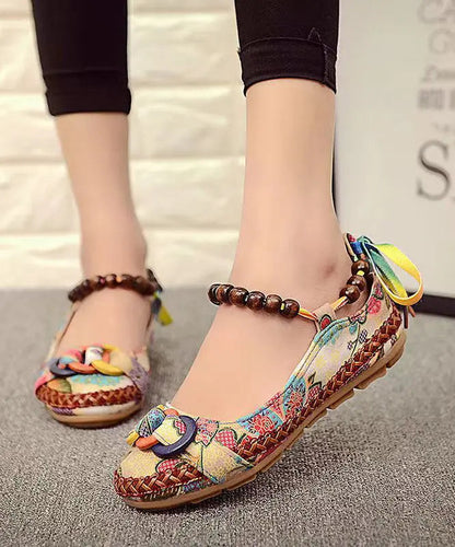 Ethnic Style Handmade Beaded Flat Sole Single Shoes Ada Fashion