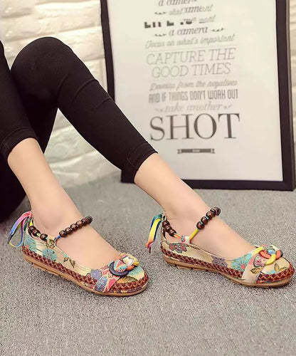 Ethnic Style Handmade Beaded Flat Sole Single Shoes Ada Fashion