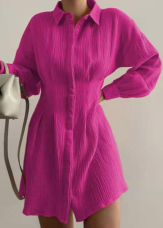 European And American New Rose Waist Long Sleeved Shirt Dress LY3908 - fabuloryshop