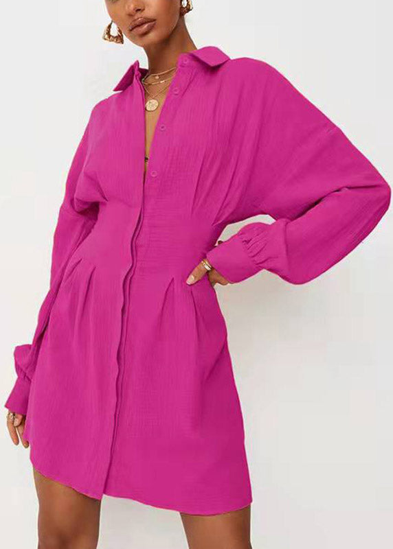 European And American New Rose Waist Long Sleeved Shirt Dress LY3908 - fabuloryshop