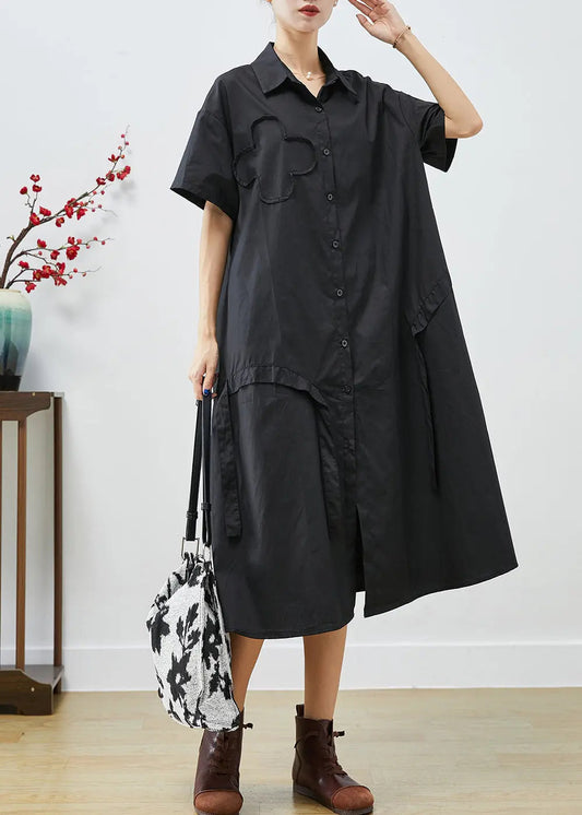 Fashion Black Asymmetrical Patchwork Cotton Maxi Dresses Summer Ada Fashion