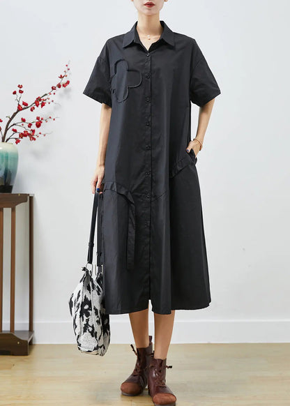 Fashion Black Asymmetrical Patchwork Cotton Maxi Dresses Summer Ada Fashion