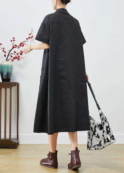 Fashion Black Asymmetrical Patchwork Cotton Maxi Dresses Summer Ada Fashion