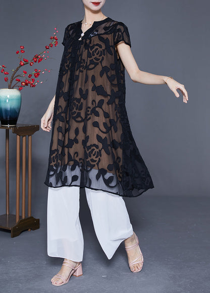 Fashion Black Embroideried Oversized Tulle Dress Summer LY2868 - fabuloryshop