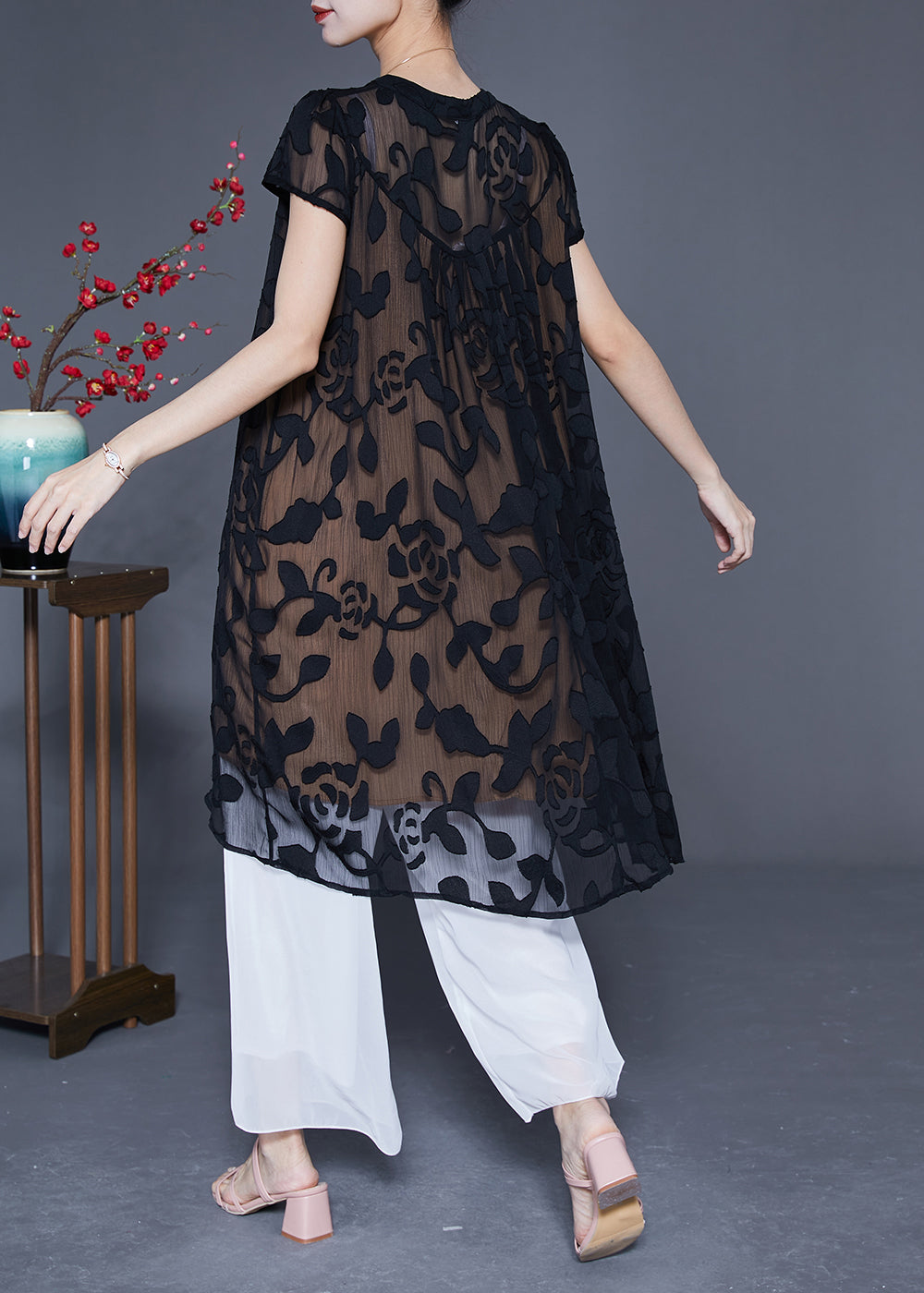 Fashion Black Embroideried Oversized Tulle Dress Summer LY2868 - fabuloryshop