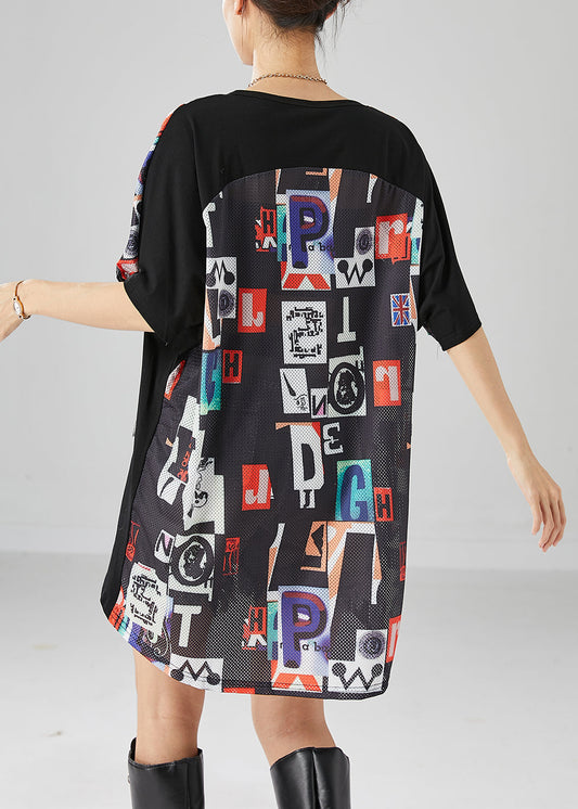 Fashion Black Print Tasseled Low High Design Cotton Tank Summer LY6685 - fabuloryshop