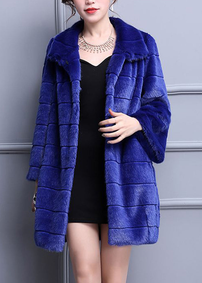 Fashion Blue Oversized Warm Fuzzy Fur Fluffy Coats Winter Ada Fashion