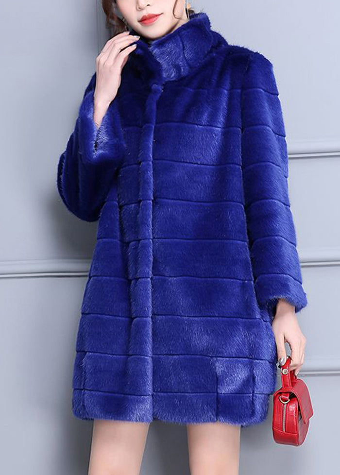 Fashion Blue Oversized Warm Fuzzy Fur Fluffy Coats Winter Ada Fashion