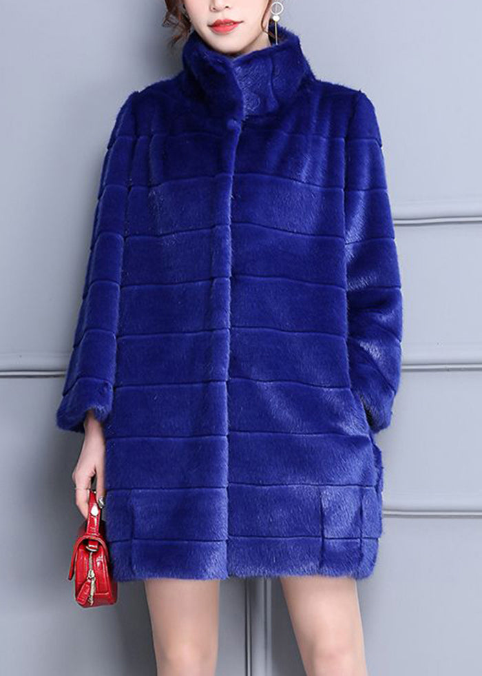 Fashion Blue Oversized Warm Fuzzy Fur Fluffy Coats Winter Ada Fashion