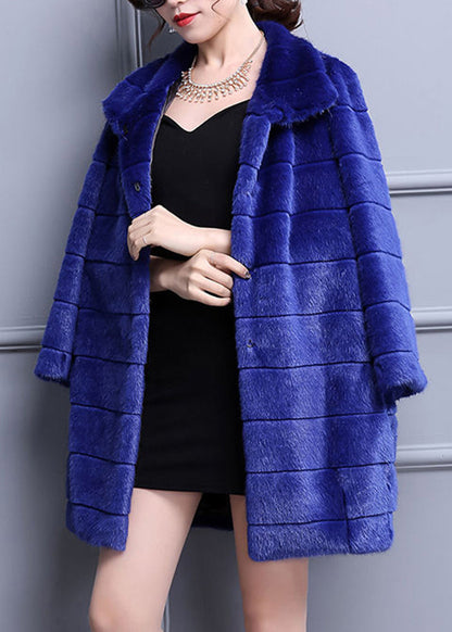 Fashion Blue Oversized Warm Fuzzy Fur Fluffy Coats Winter Ada Fashion