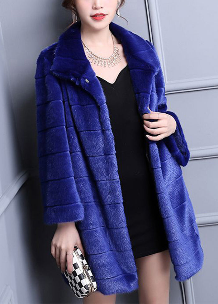 Fashion Blue Oversized Warm Fuzzy Fur Fluffy Coats Winter Ada Fashion