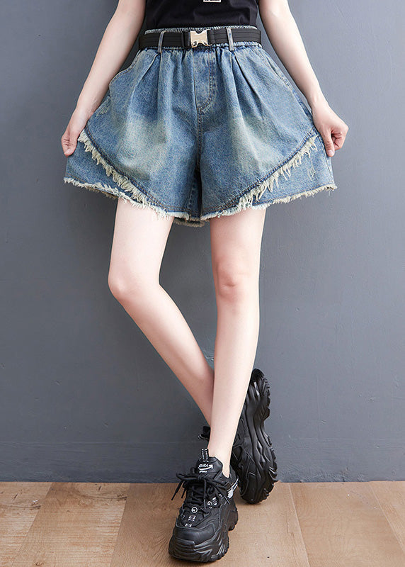 Fashion Blue Patchwork High Waist Denim Shorts Summer LY1273 - fabuloryshop