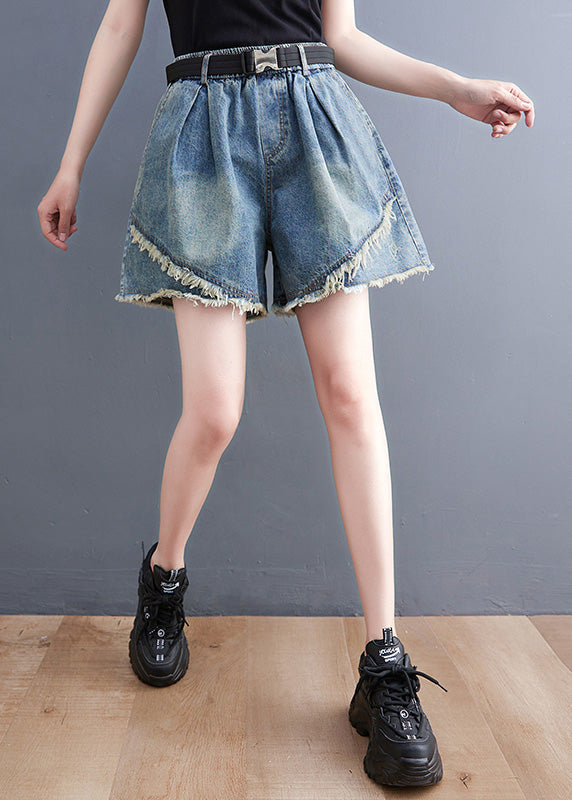 Fashion Blue Patchwork High Waist Denim Shorts Summer LY1273 - fabuloryshop