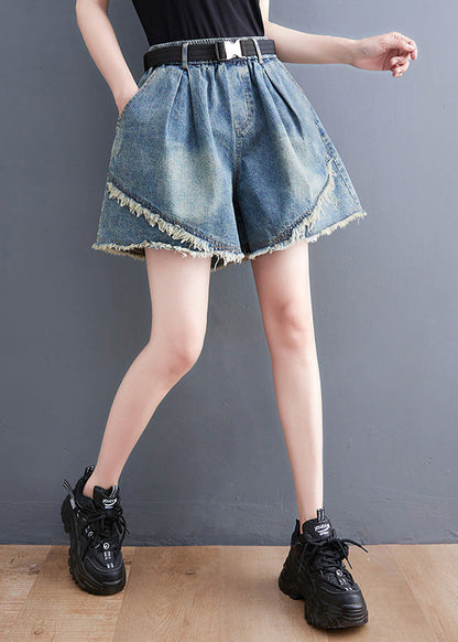 Fashion Blue Patchwork High Waist Denim Shorts Summer LY1273 - fabuloryshop