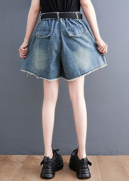 Fashion Blue Patchwork High Waist Denim Shorts Summer LY1273 - fabuloryshop