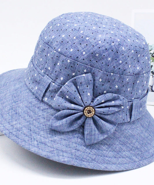 Fashion Blue Print Patchwork Bow Bucket Hat LY529 - fabuloryshop