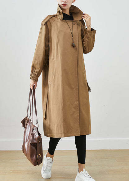 Fashion Chocolate Oversized Pockets Cotton Coat Outwear Fall Ada Fashion