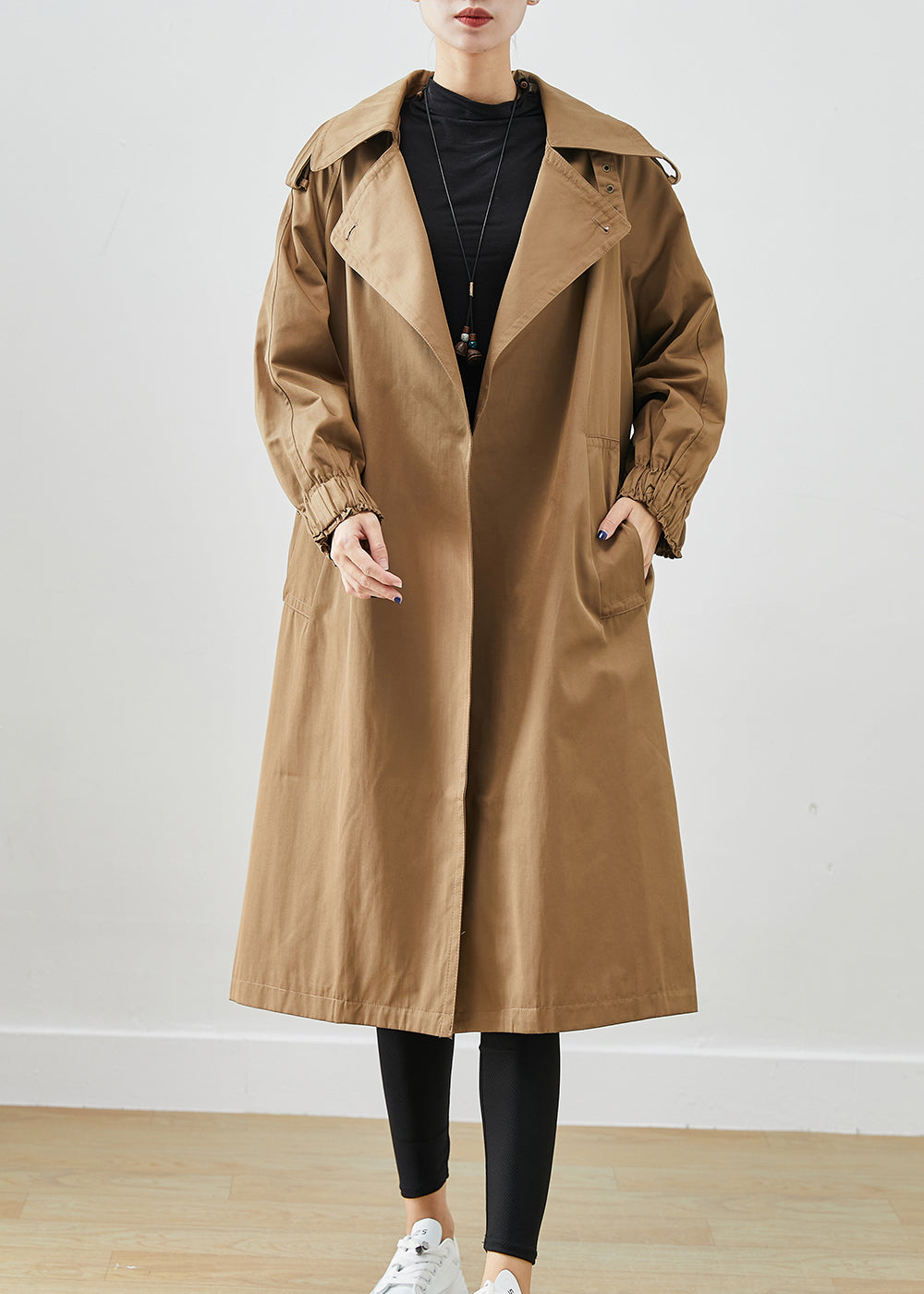 Fashion Chocolate Oversized Pockets Cotton Coat Outwear Fall Ada Fashion