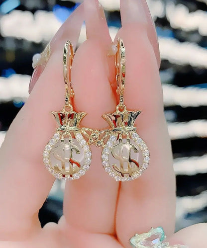 Fashion Gold Opal Zircon Money Bag Drop Earrings Ada Fashion