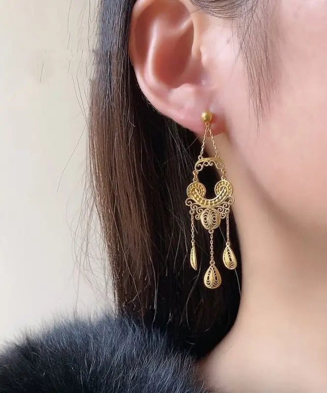 Fashion Gold Overgild Tassel Drop Earrings Ada Fashion