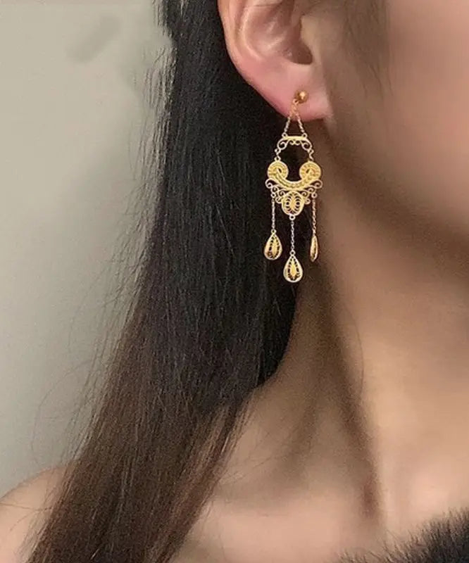 Fashion Gold Overgild Tassel Drop Earrings Ada Fashion