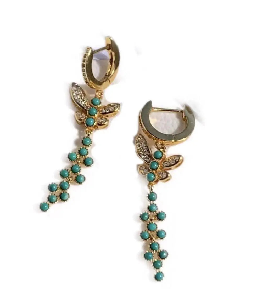 Fashion Green Silver Turquoise Silver Turquoise Drop Earrings Ada Fashion