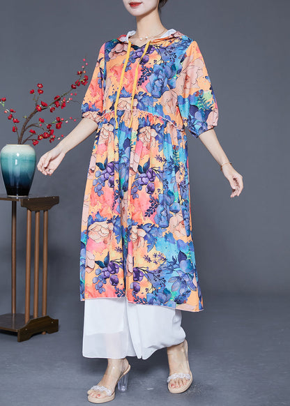 Fashion Hooded Print Chiffon Long Dresses Summer LY5528 - fabuloryshop