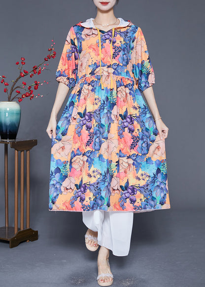 Fashion Hooded Print Chiffon Long Dresses Summer LY5528 - fabuloryshop