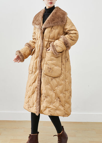 Fashion Khaki Embroideried Patchwork Mink Hair Duck Down Canada Goose Jacket Winter Ada Fashion