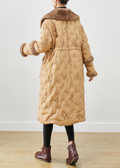 Fashion Khaki Embroideried Patchwork Mink Hair Duck Down Canada Goose Jacket Winter Ada Fashion