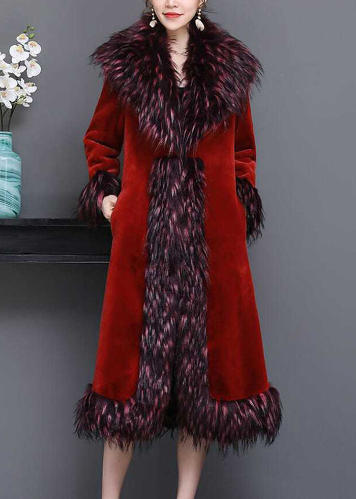 Fashion Mulberry Fur Collar Thick Faux Fur Jackets Winter Ada Fashion