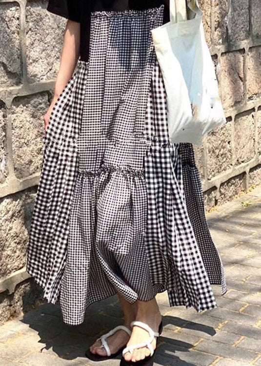 Fashion O-Neck Asymmetrical Plaid mosaic dress LY2185 - fabuloryshop